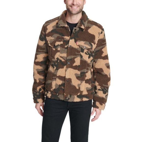 🎄HOLIDAY DEALS🎄 NEW Levi's Camouflage Sherpa Trucker Men's Jacket Medium